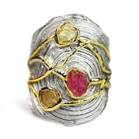 NWT German Kabirski Ardith Ruby And Chrysoberyl Ring - Picture 1 of 7